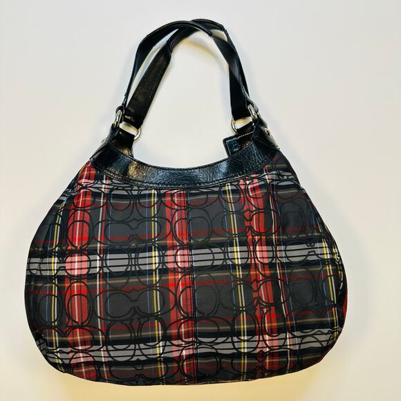 Vintage Y2K Coach Soho Lynn Pleated Tartan Plaid Buckle-Flap Hobo Shoulder Bag - Picture 5 of 10